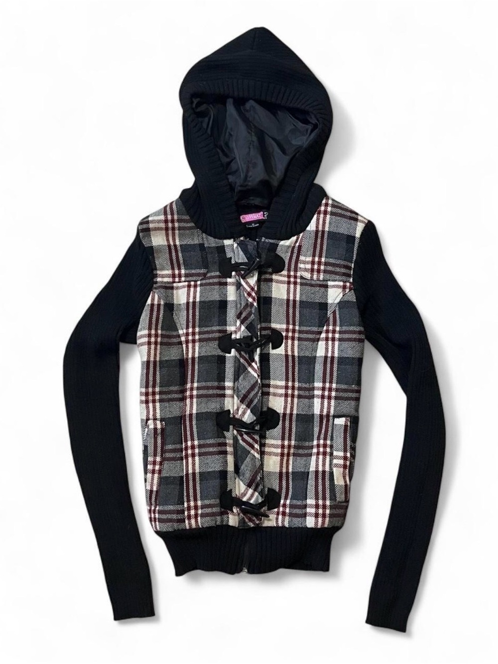 Say What? Plaid Sweater Hooded Jacket